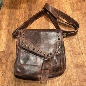 Bed Stu Brown Leather Studded Crossbody purse